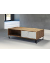 Salon complet BIANCA : table basse, meuble TV, vitrine, commode haute, (buffet)