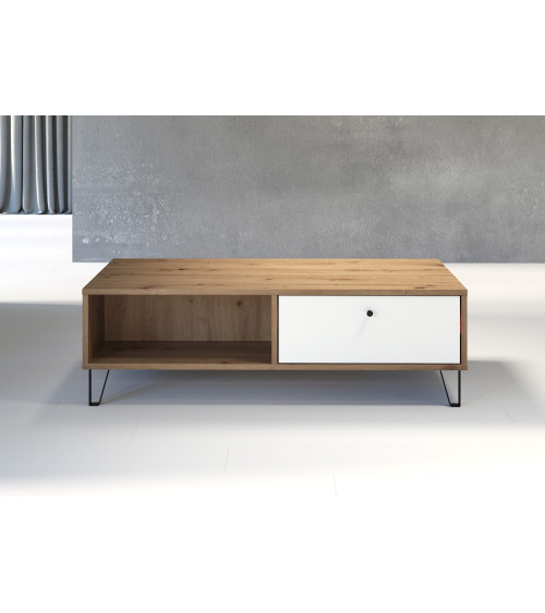 Salón BIANCA completo: mesa de centro, mueble TV, vitrina, cómoda alta, (aparador)