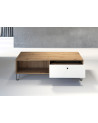 Salon complet BIANCA : table basse, meuble TV, vitrine, commode haute, (buffet)