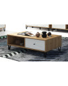 Salon complet BIANCA : table basse, meuble TV, vitrine, commode haute, (buffet)