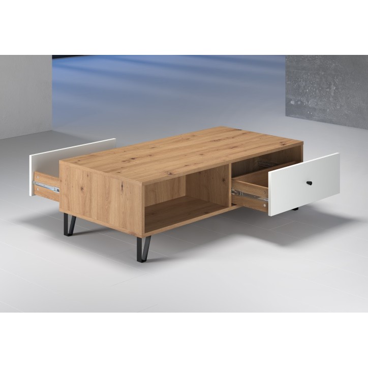 Salón BIANCA completo: mesa de centro, mueble TV, vitrina, cómoda alta, (aparador)