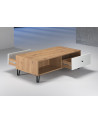 Salon complet BIANCA : table basse, meuble TV, vitrine, commode haute, (buffet)