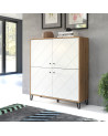 Salon complet BIANCA : table basse, meuble TV, vitrine, commode haute, (buffet)