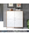 Salon complet BIANCA : table basse, meuble TV, vitrine, commode haute, (buffet)