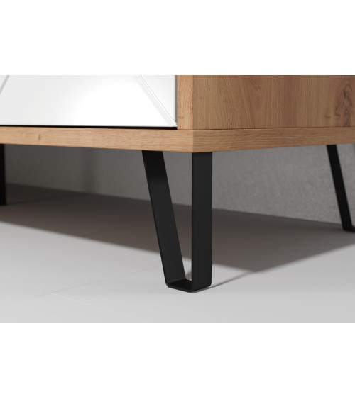 Salon complet BIANCA : table basse, meuble TV, vitrine, commode haute, (buffet)
