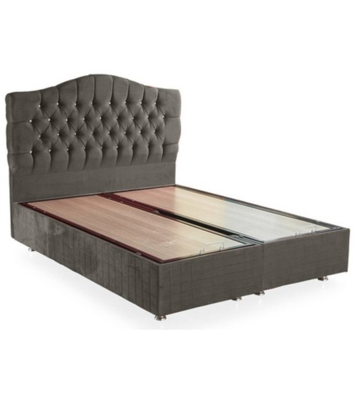 LIT coffre EMERAUDE anthracite  et tête de lit inclus 160x200 cm