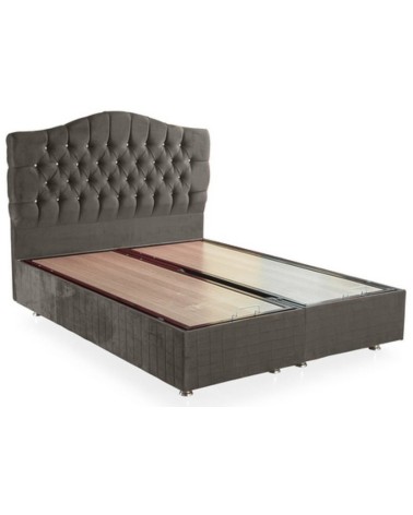 LIT coffre EMERAUDE anthracite  et tête de lit inclus 160x200 cm