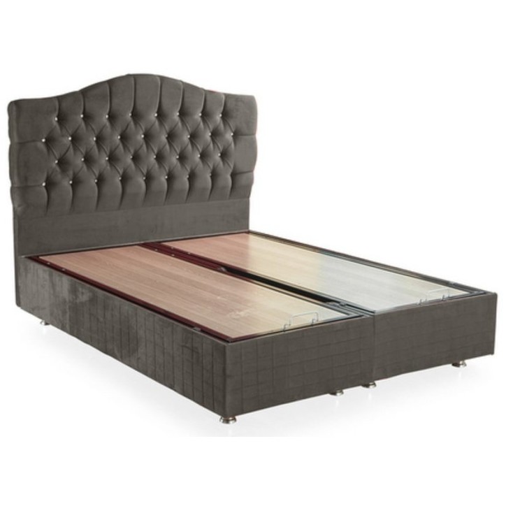 LIT coffre EMERAUDE anthracite et tête de lit inclus 160x200 cm LIT coffre EMERAUDE anthracite et tête de lit inclus 160x200 cm