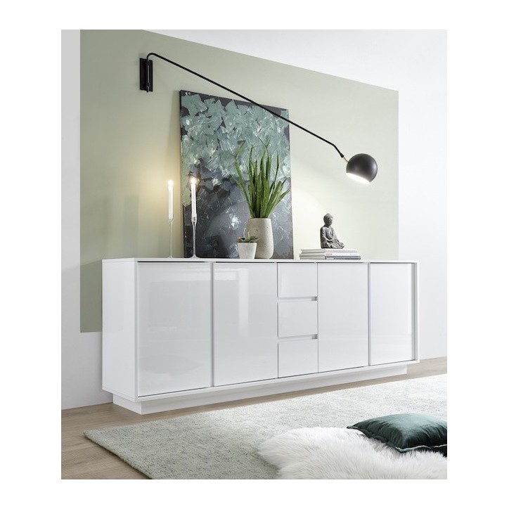 Buffet ICE blanc laqué 210 cm
