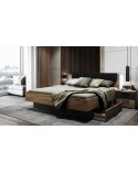 LIT LUNA avec tiroirs de rangement 180x200 cm Lave mat et chêne clair