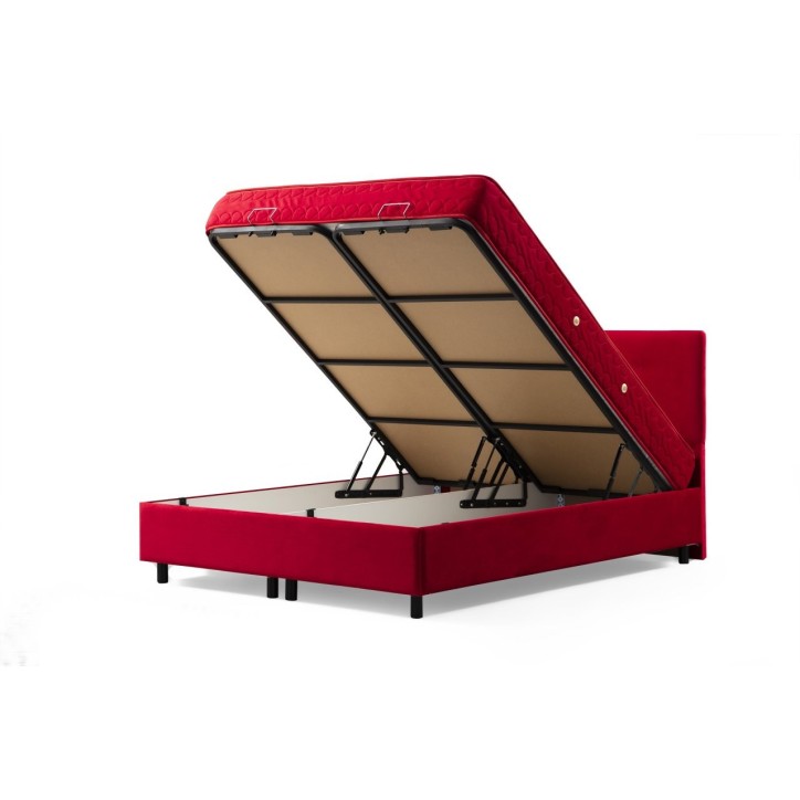 LIT coffre + tête de lit AMOUR 160x200 cm rouge