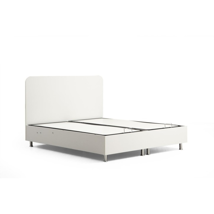 LIT coffre + tête de lit KALE 160x200 cm blanc