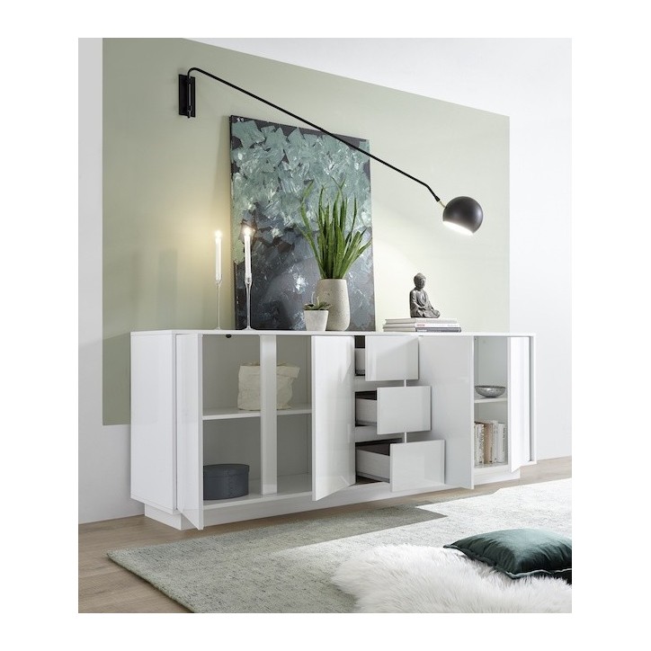 Buffet ICE blanc laqué 210 cm