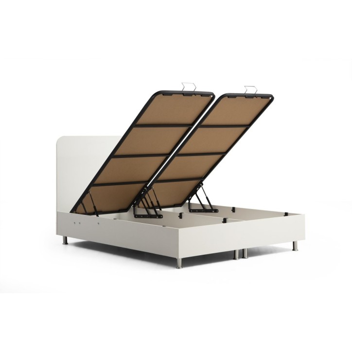 LIT coffre + tête de lit KALE 160x200 cm blanc