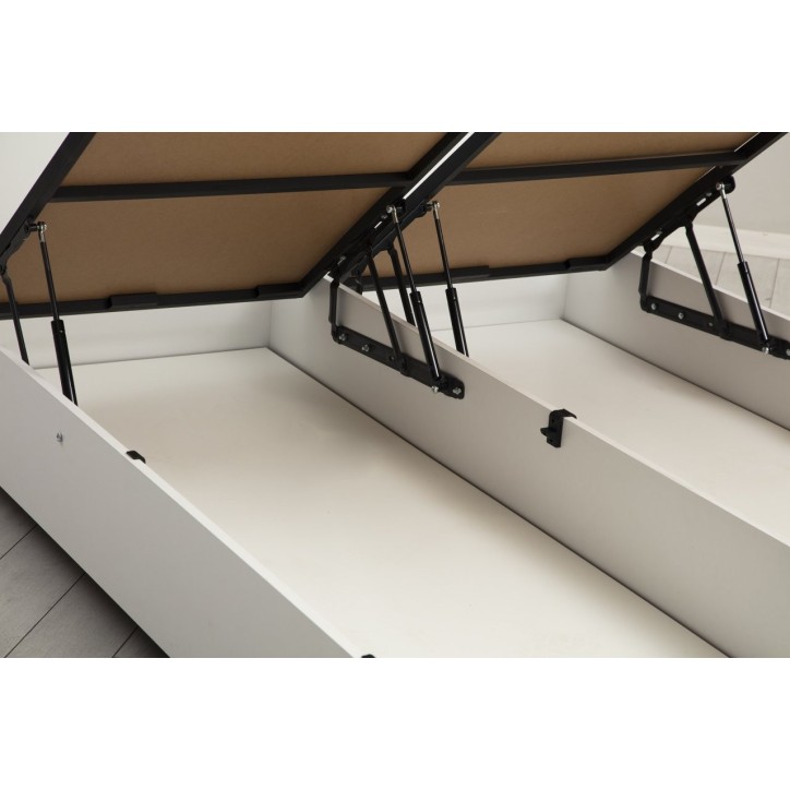 LIT coffre + tête de lit KALE 160x200 cm blanc