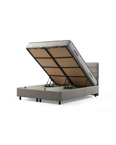 LIT coffre + tête de lit MOTYA 160x200 cm gris clair