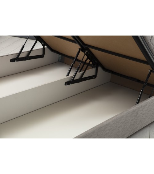 LIT coffre + tête de lit MOTYA 160x200 cm gris clair