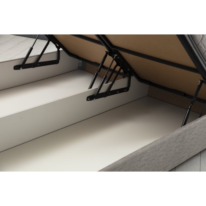 LIT coffre + tête de lit MOTYA 160x200 cm gris clair