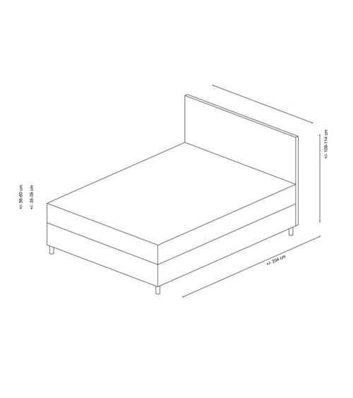 LIT coffre + tête de lit MOTYA 160x200 cm gris clair