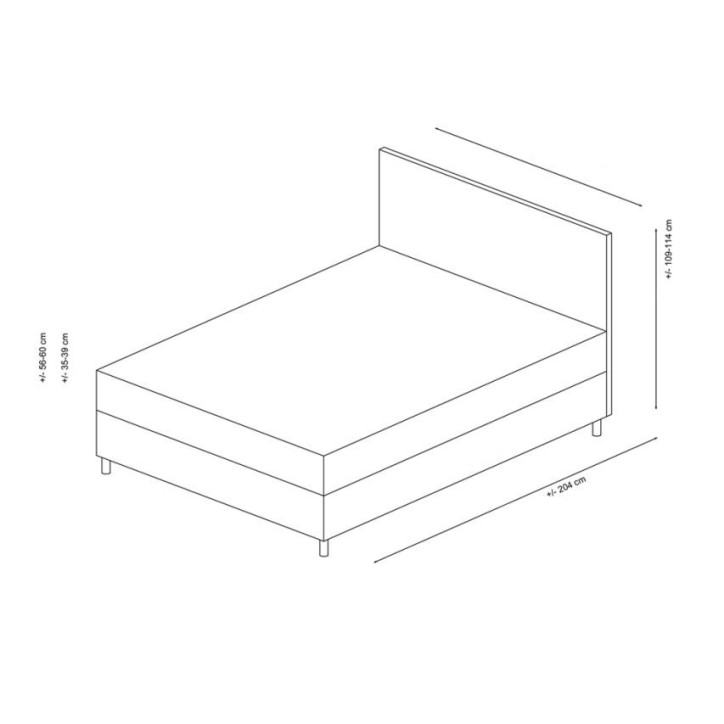 LIT coffre + tête de lit MOTYA 160x200 cm gris clair