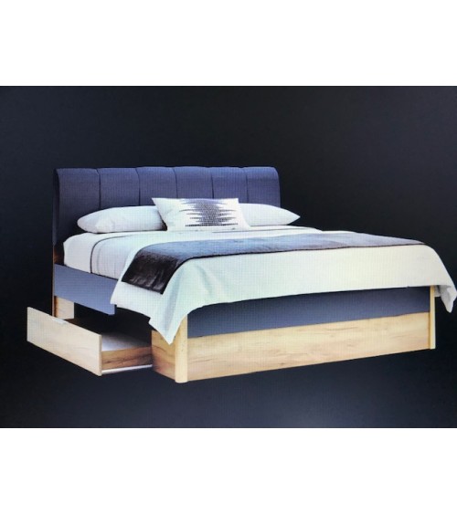 Lit Romana avec rangement ,  lave mat  et chêne clair 160x200 cm