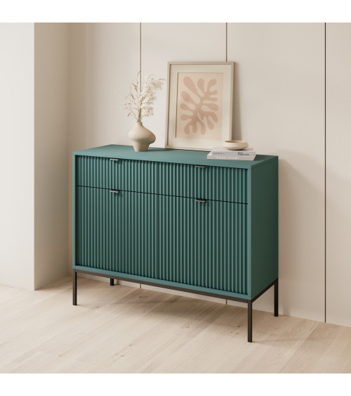 credenza in rovere, vetro temperato