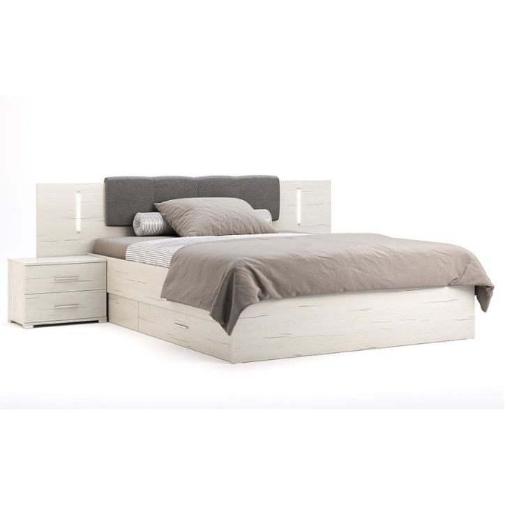 Lit avec tiroirs EMMA pin 160 cm