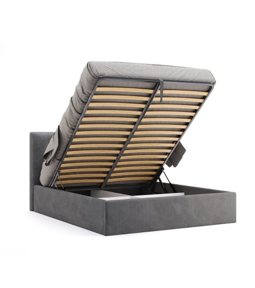 Lit coffre CATHERINE gris 180 cm