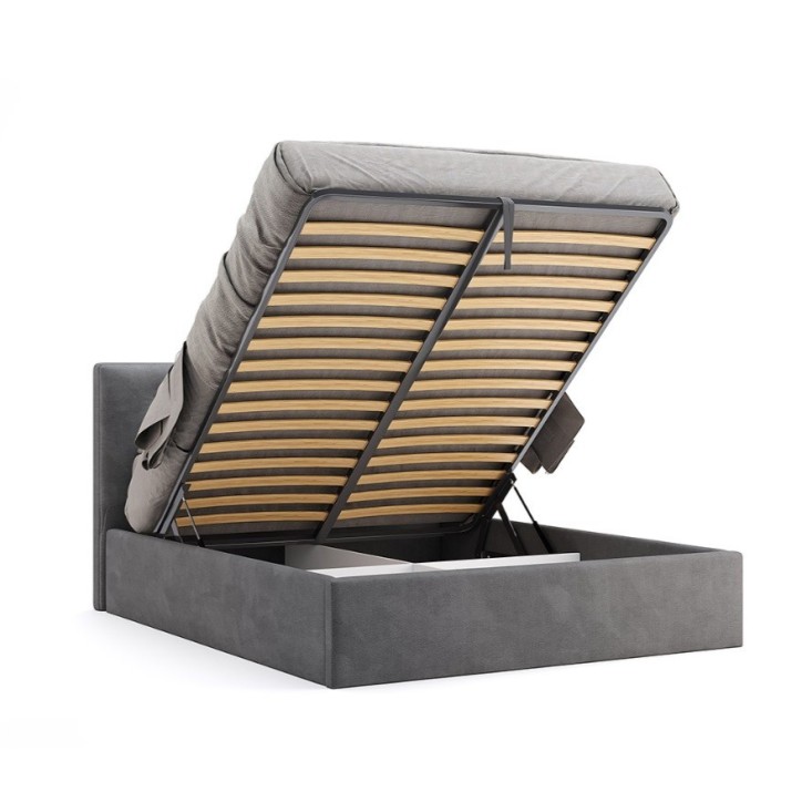 Lit coffre CATHERINE gris 180 cm