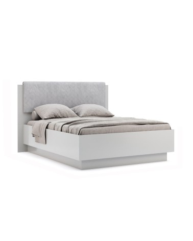 Lit coffre MAGGY blanc 160 cm gris