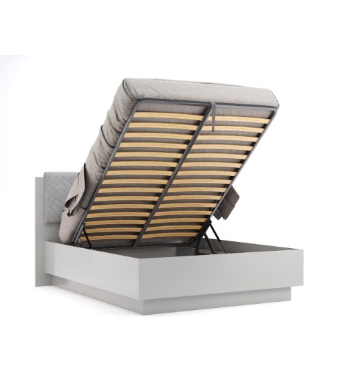 Lit coffre MAGGY blanc 160 cm gris