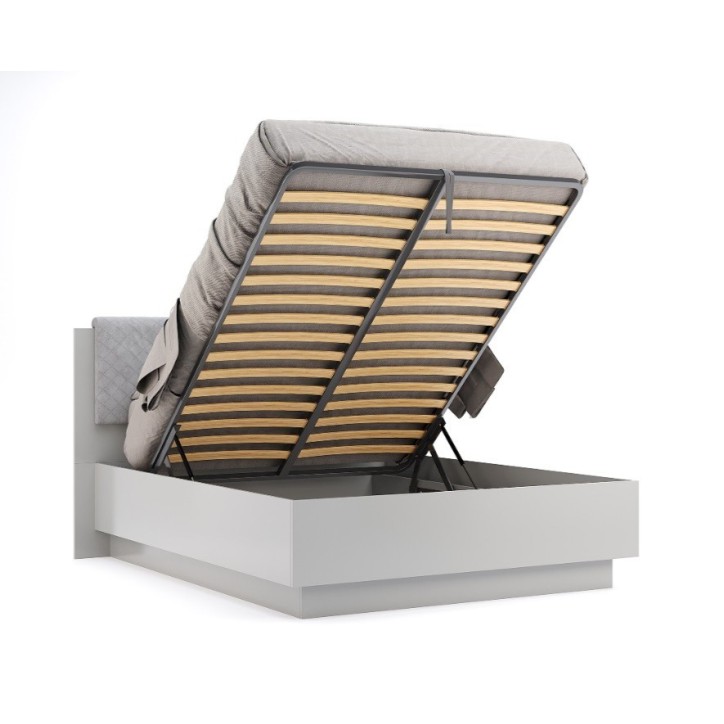 Lit coffre MAGGY blanc 160 cm gris