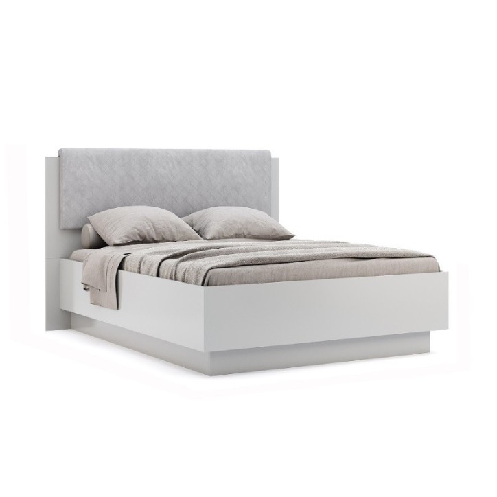 Lit coffre MAGGY blanc 180 cm gris