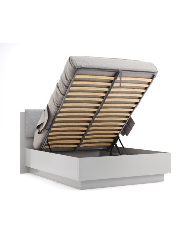 Lit coffre MAGGY blanc 180 cm gris