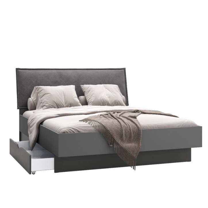 Lit avec tiroirs TEO anthracite 180 cm