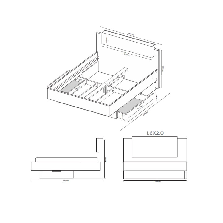 Lit BARTON - 160cm x 200cm