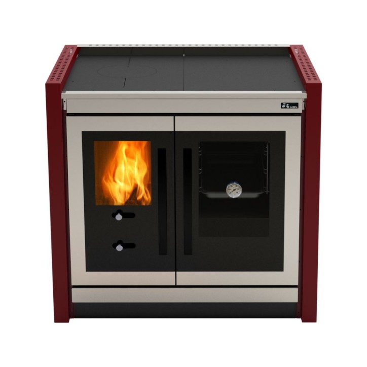 Cocina de leña PALANKA 91 cm rojo o acero inoxidable