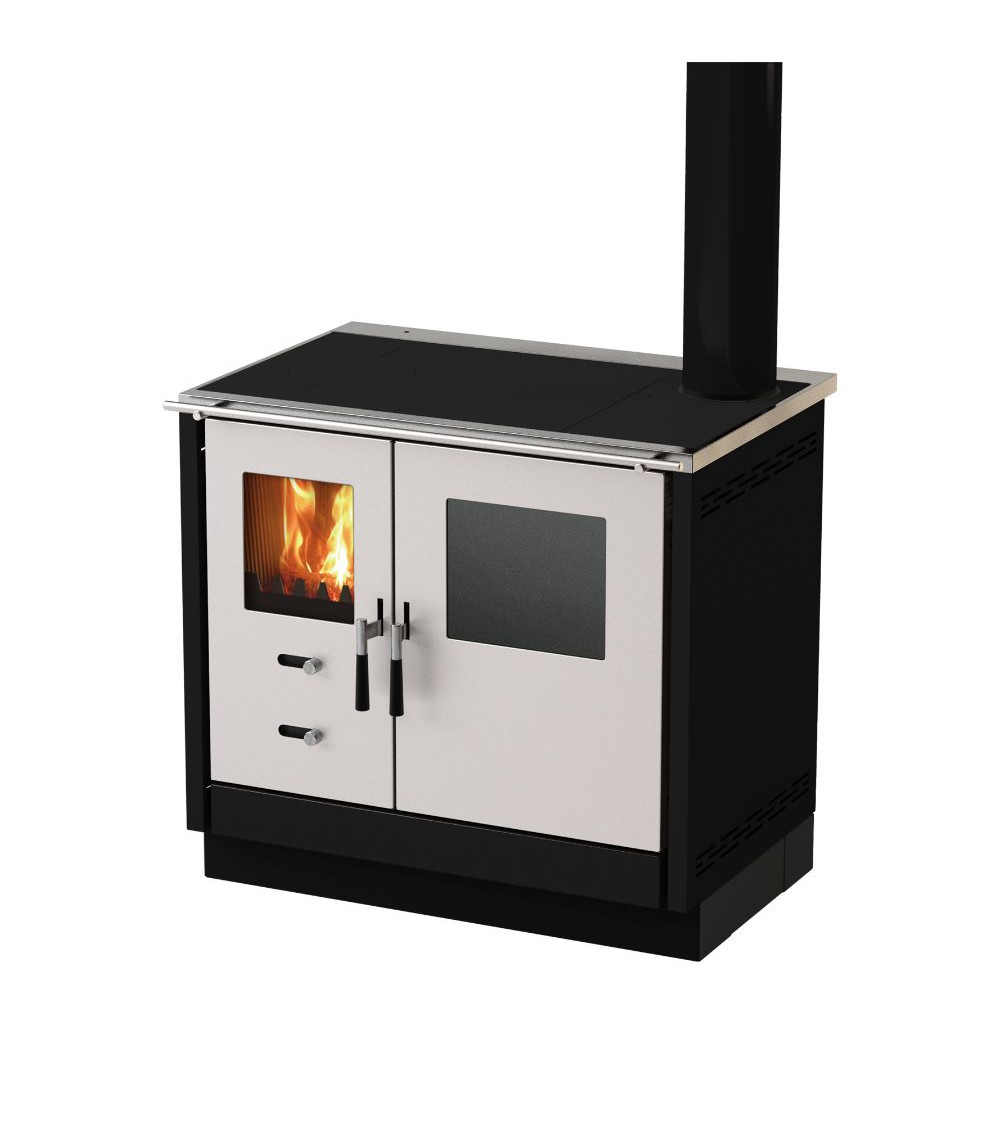 Cuisinière à bois MIONICA 90 cm façade en inox 3 coloris au choix