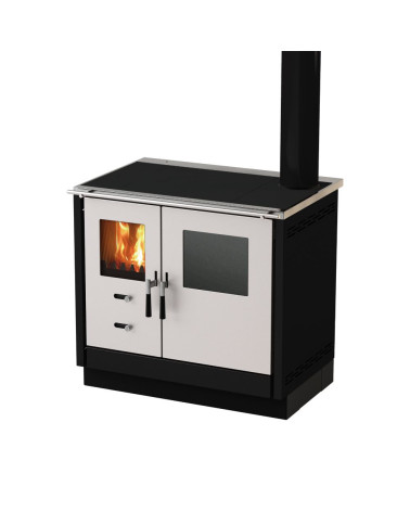 Cocina de leña MIONICA 90 cm fachada de acero inoxidable 3 colores a elegir
