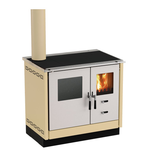 Cuisinière à bois MIONICA 90 cm façade en inox 3 coloris au choix