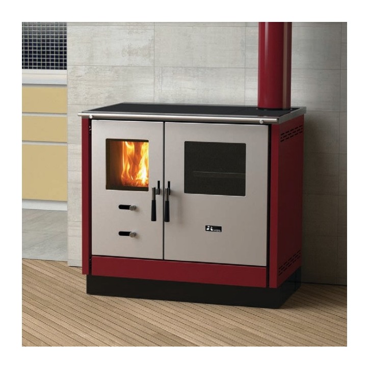 Cuisinière à bois MIONICA II 90 cm façade en inox 3 coloris au choix Cuisinière à bois MIONICA II 90 cm façade en inox 3 coloris au choix