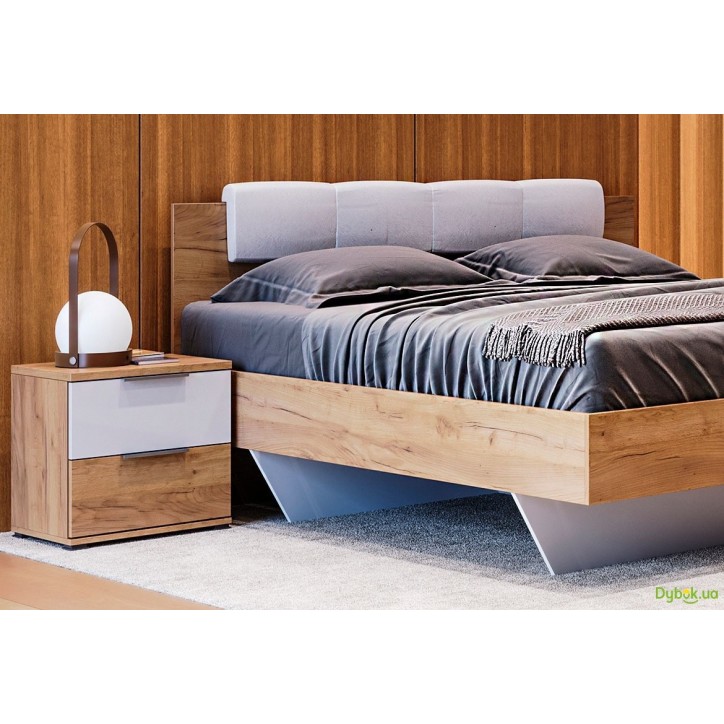 LIT ASTO avec chevets , blanc laqué et chêne clair 180x200 cm LIT ASTO avec chevets , blanc laqué et chêne clair 180x200 cm