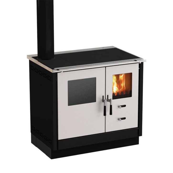 Cozinha a lenha MIONICA II 90 cm fachada em aço inoxidável 3 cores à sua escolha