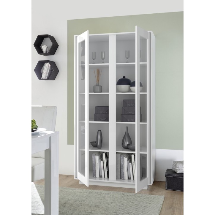 Vitrine ICE blanc laqué 92x179x43 cm