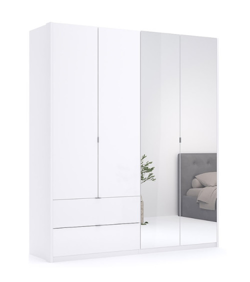 copy of Chambre complète 2 chevets + commode + lit avec sommier Blanc et Gris