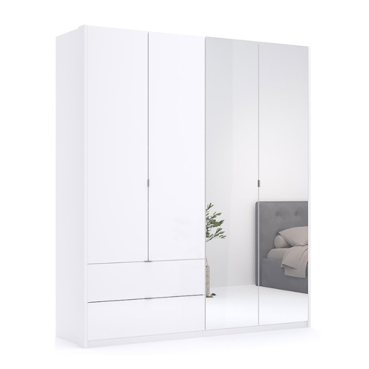 copy of Chambre complète 2 chevets + commode + lit avec sommier Blanc et Gris