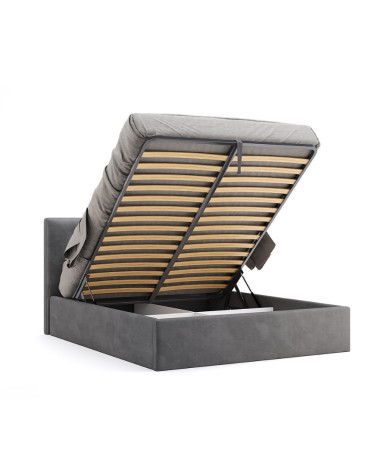 Lit coffre CATHERINE gris 180 cm