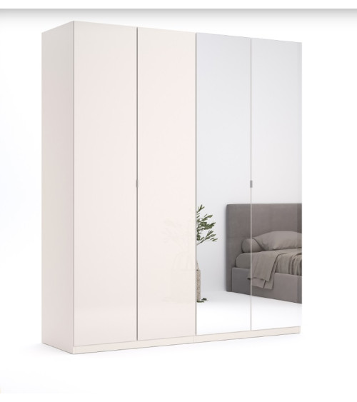 copy of Chambre complète 2 chevets + commode + lit avec sommier Blanc et Gris