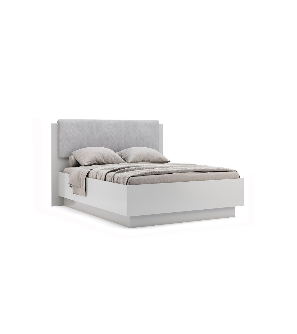 Lit coffre MAGGY blanc 160 cm gris