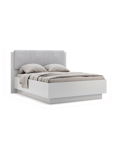 Lit coffre MAGGY blanc 160 cm gris